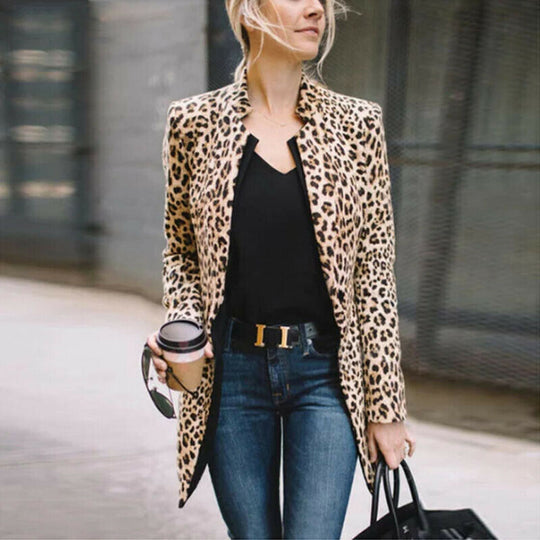 Leopard Bedruckter Blazer Für Frauen