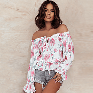 Florale Bluse Mit Gerafften Ärmeln